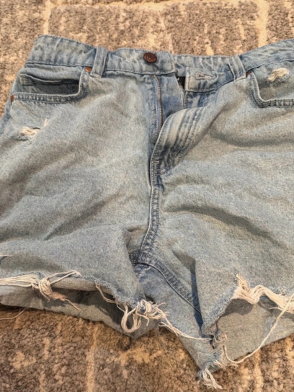 High-Rise Light Blue Distressed Denim Shorts for Women
